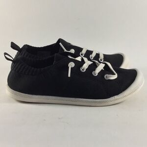 Torrid stretch knit ruched sneaker womens shoes black white size 7 WW